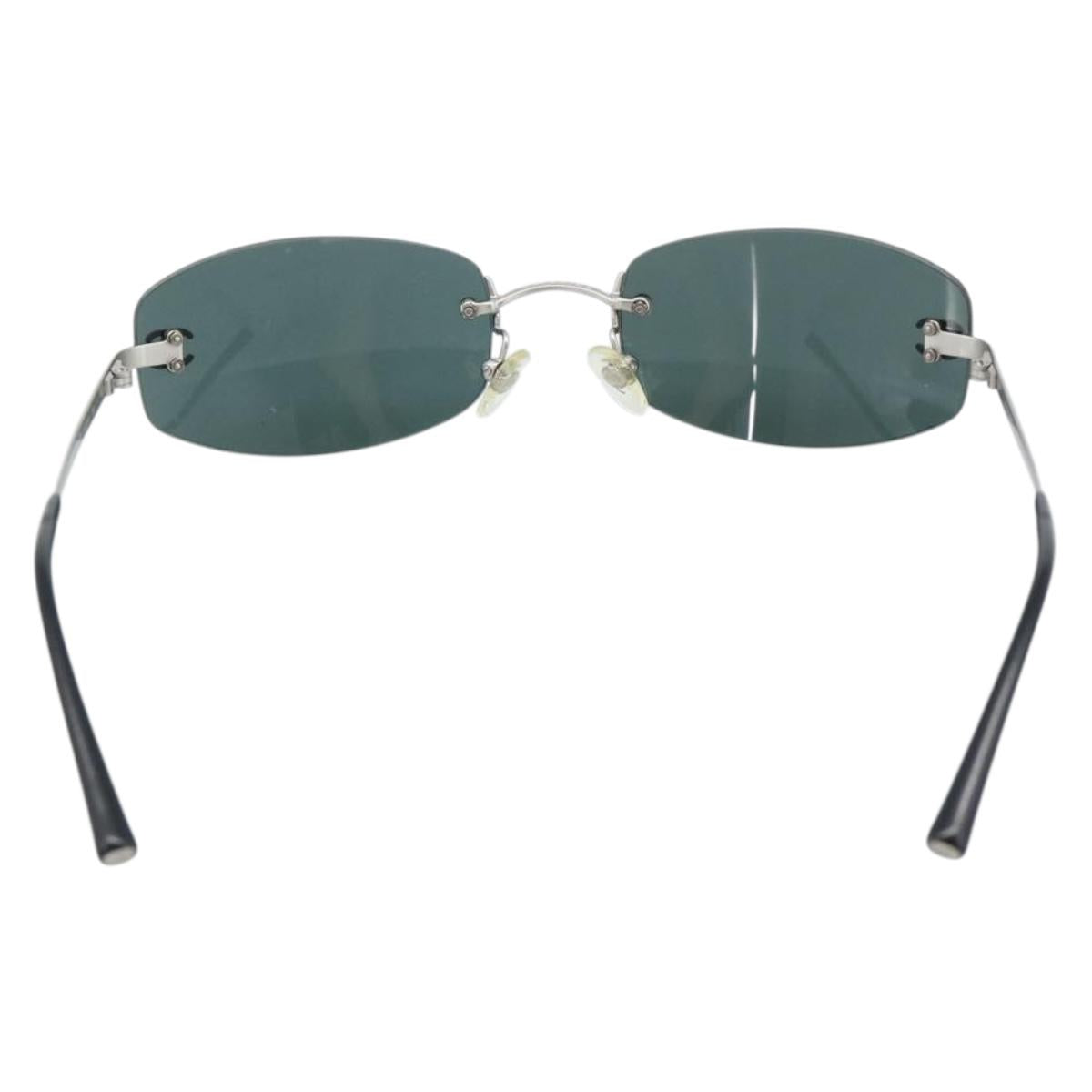 CHANEL COCO Mark Sunglasses Metal Silver Black CC Auth 192855M