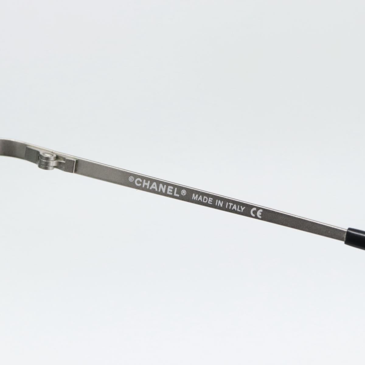 CHANEL COCO Mark Sunglasses Metal Silver Black CC Auth 192855M