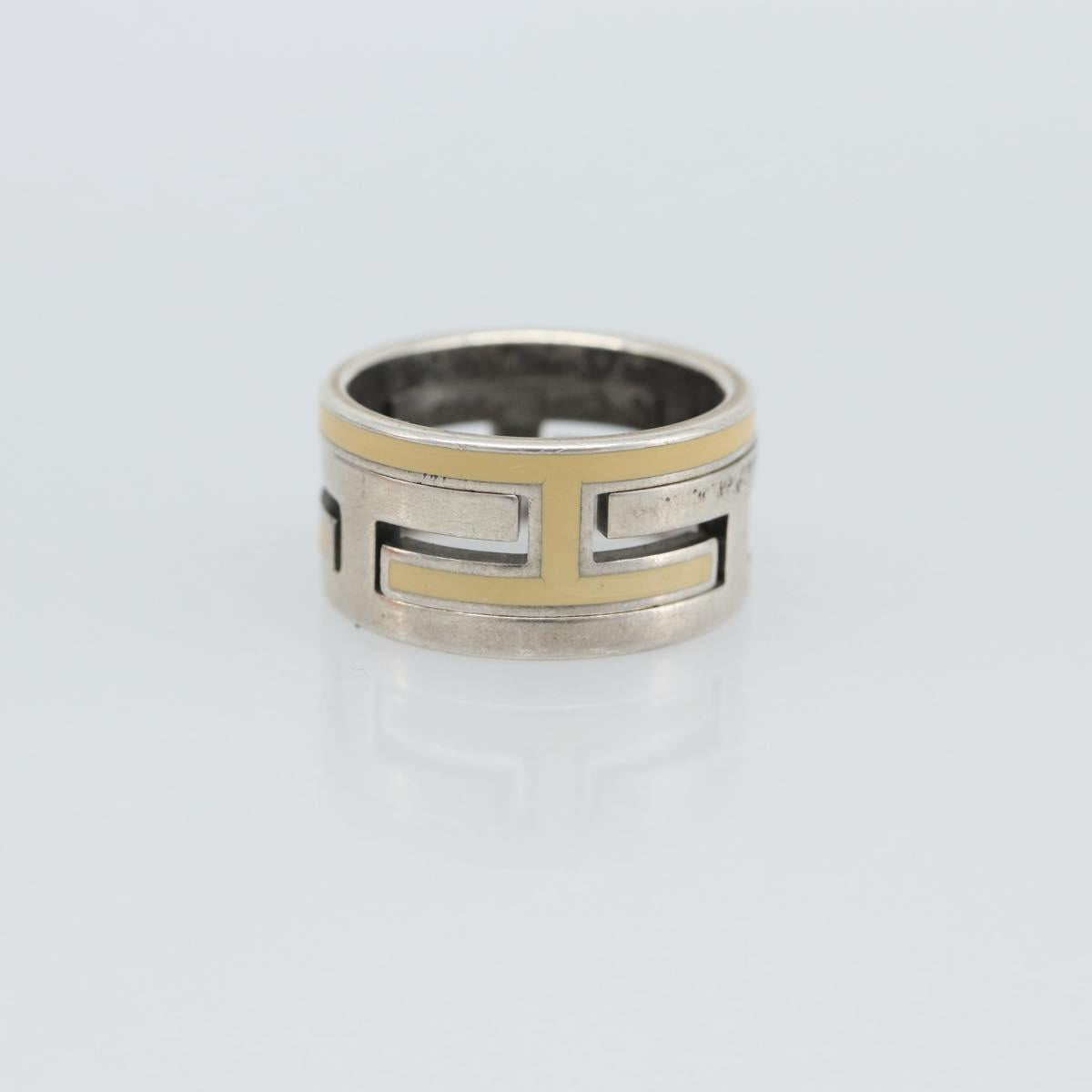HERMES Move Ash Ring Ag925 Silver Beige Auth 192856M