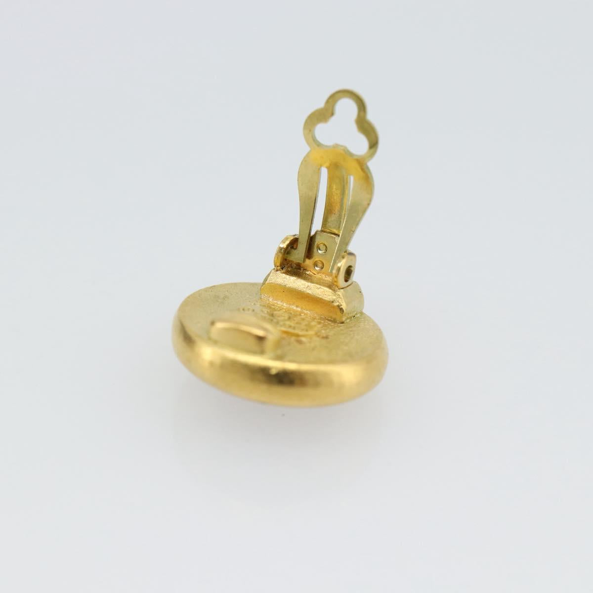 CHANEL Earring Metal Gold Tone Red CC Auth 192857V