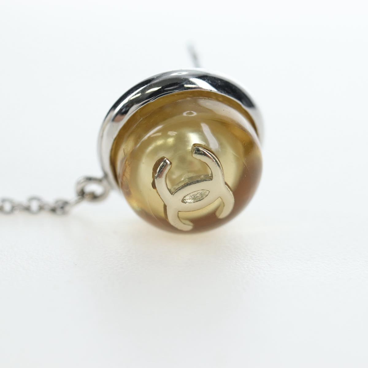 CHANEL Pierce Metal Silver Yellow CC Auth 192858V