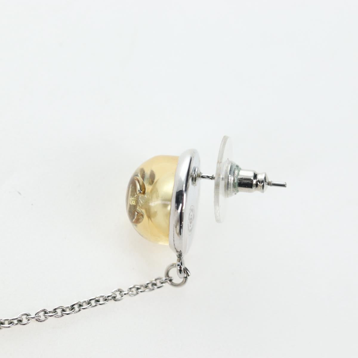 CHANEL Pierce Metal Silver Yellow CC Auth 192858V