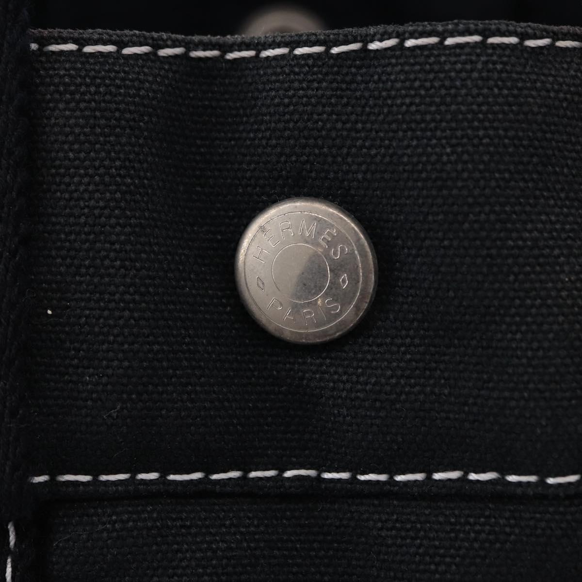 HERMES Fourre Tout PM Hand Bag Canvas Black Silver Auth 192872