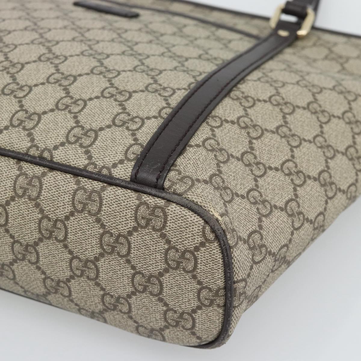 GUCCI GG Supreme Tote Bag PVC Leather Beige Gold Tone 388929 Auth 192875A