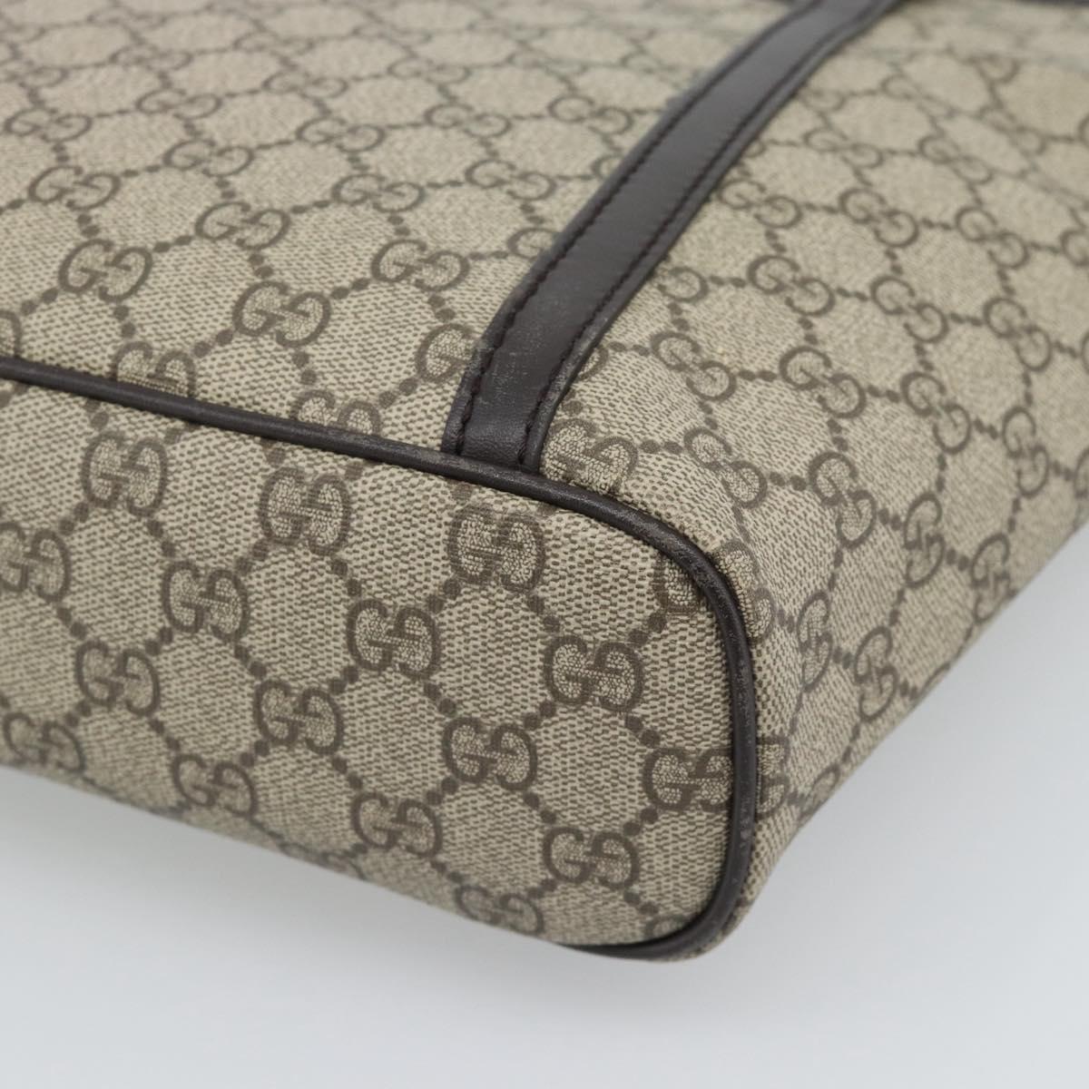 GUCCI GG Supreme Tote Bag PVC Leather Beige Gold Tone 388929 Auth 192875A