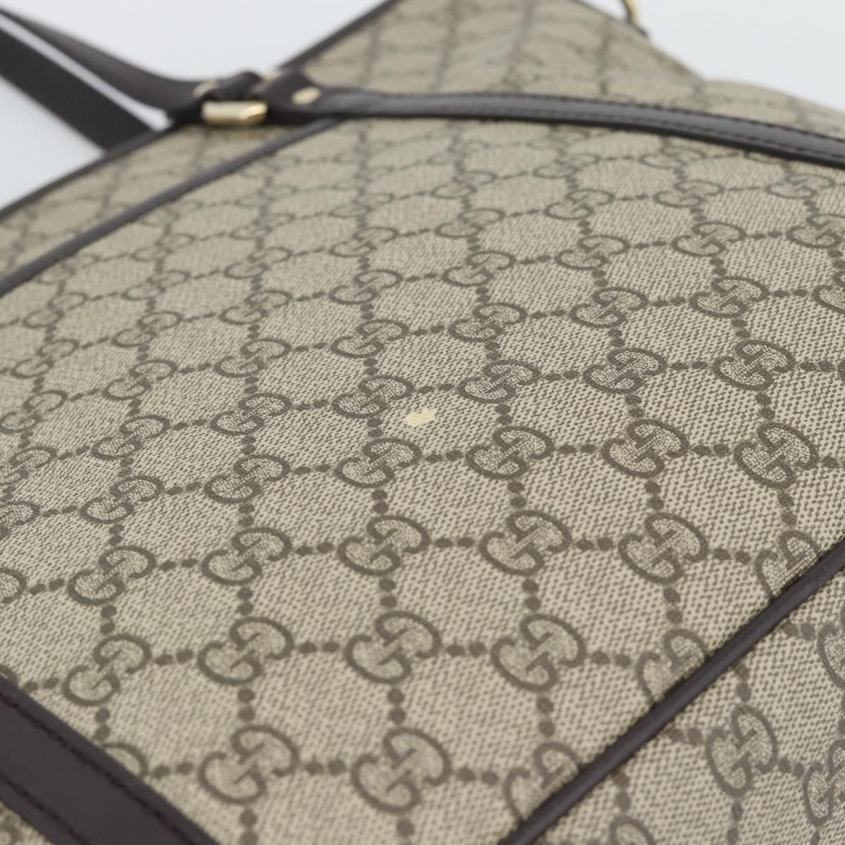 GUCCI GG Supreme Tote Bag PVC Leather Beige Gold Tone 388929 Auth 192875A