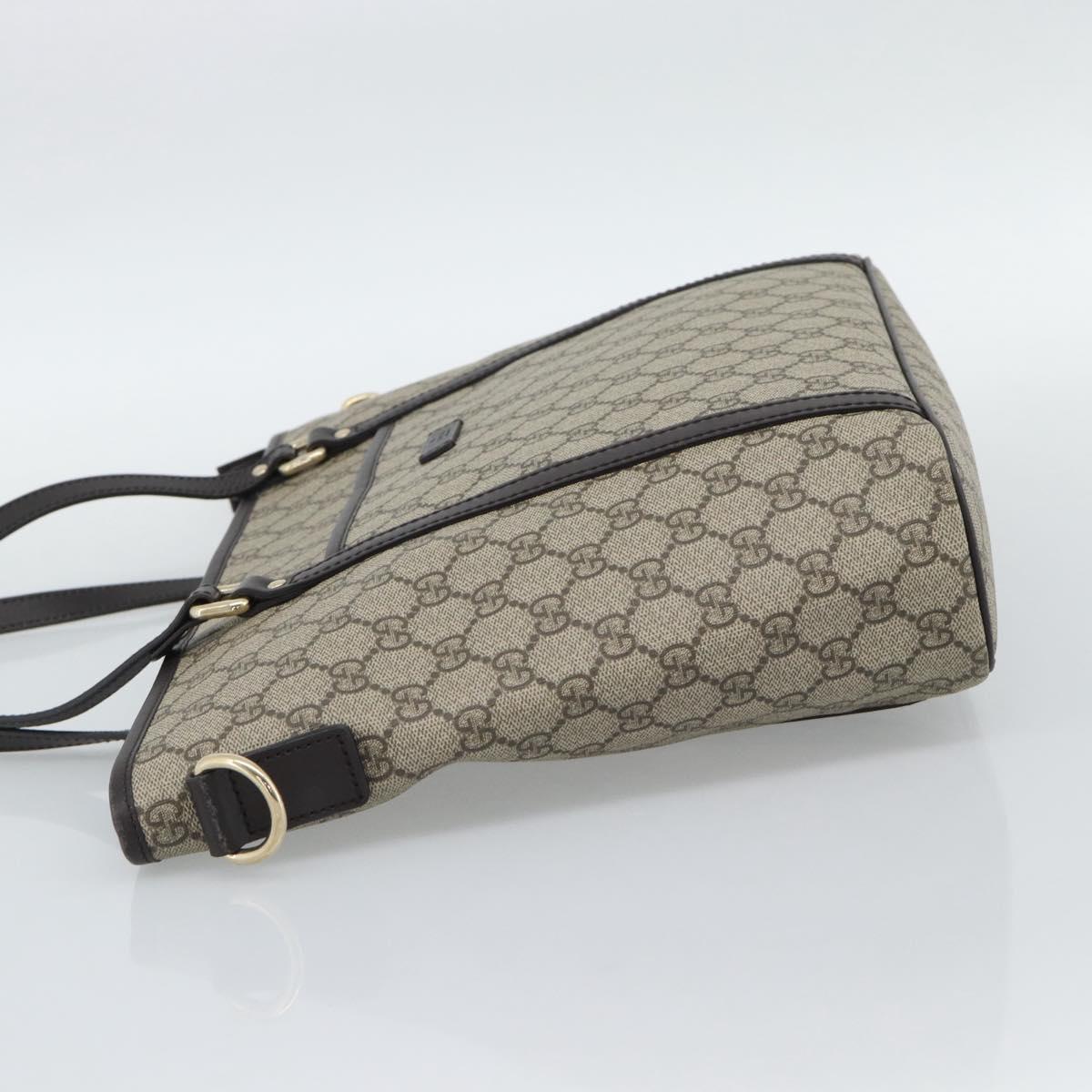 GUCCI GG Supreme Tote Bag PVC Leather Beige Gold Tone 388929 Auth 192875A