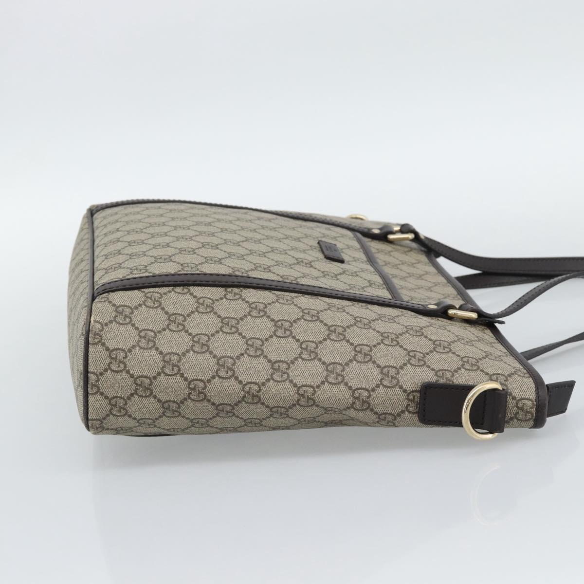 GUCCI GG Supreme Tote Bag PVC Leather Beige Gold Tone 388929 Auth 192875A