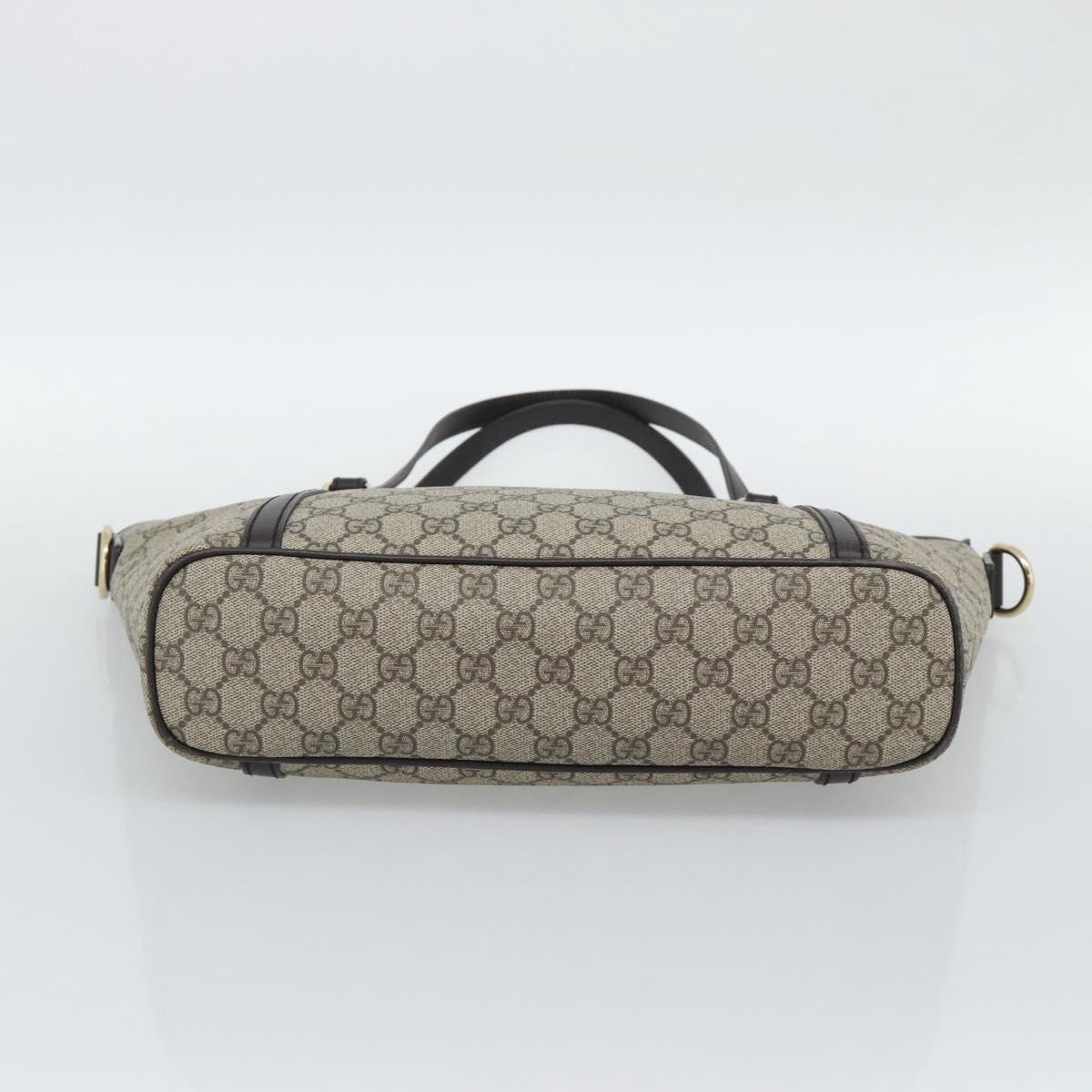 GUCCI GG Supreme Tote Bag PVC Leather Beige Gold Tone 388929 Auth 192875A