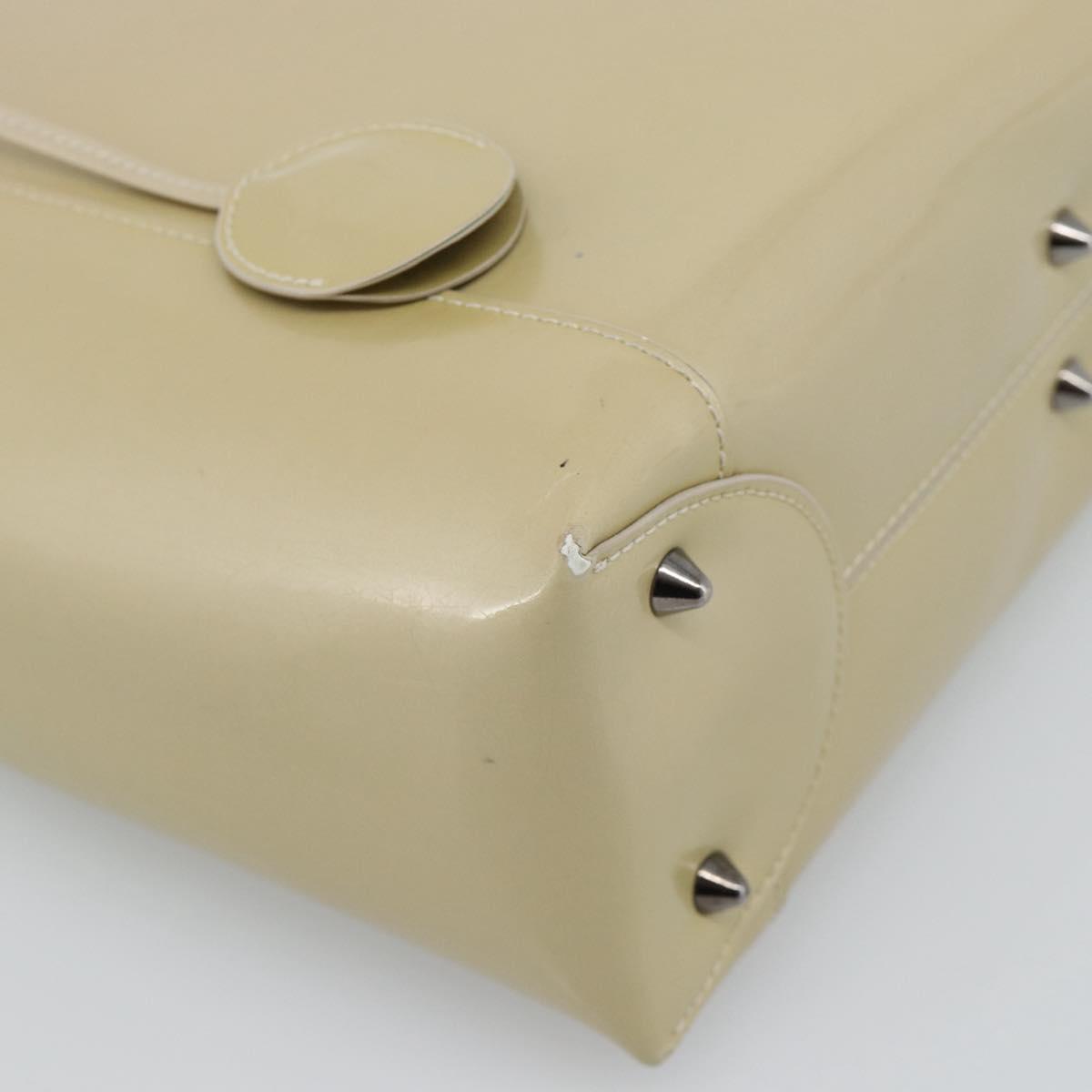 Christian Dior Maris Pearl Tote Bag Patent 2way Champagne Gold Auth 192876A