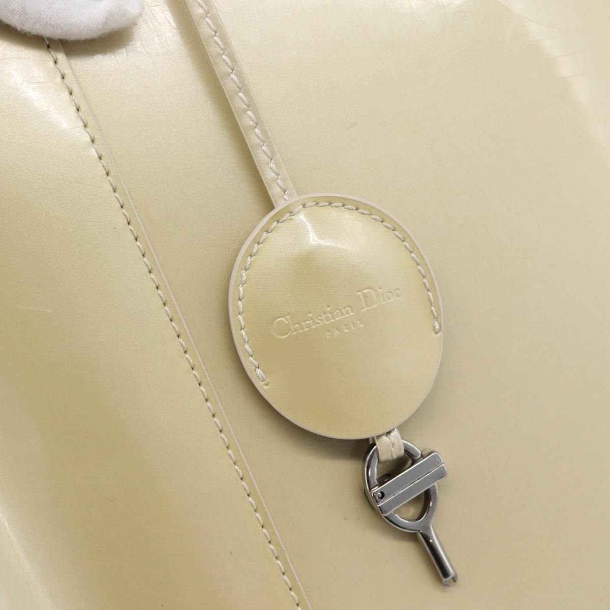 Christian Dior Maris Pearl Tote Bag Patent 2way Champagne Gold Auth 192876A