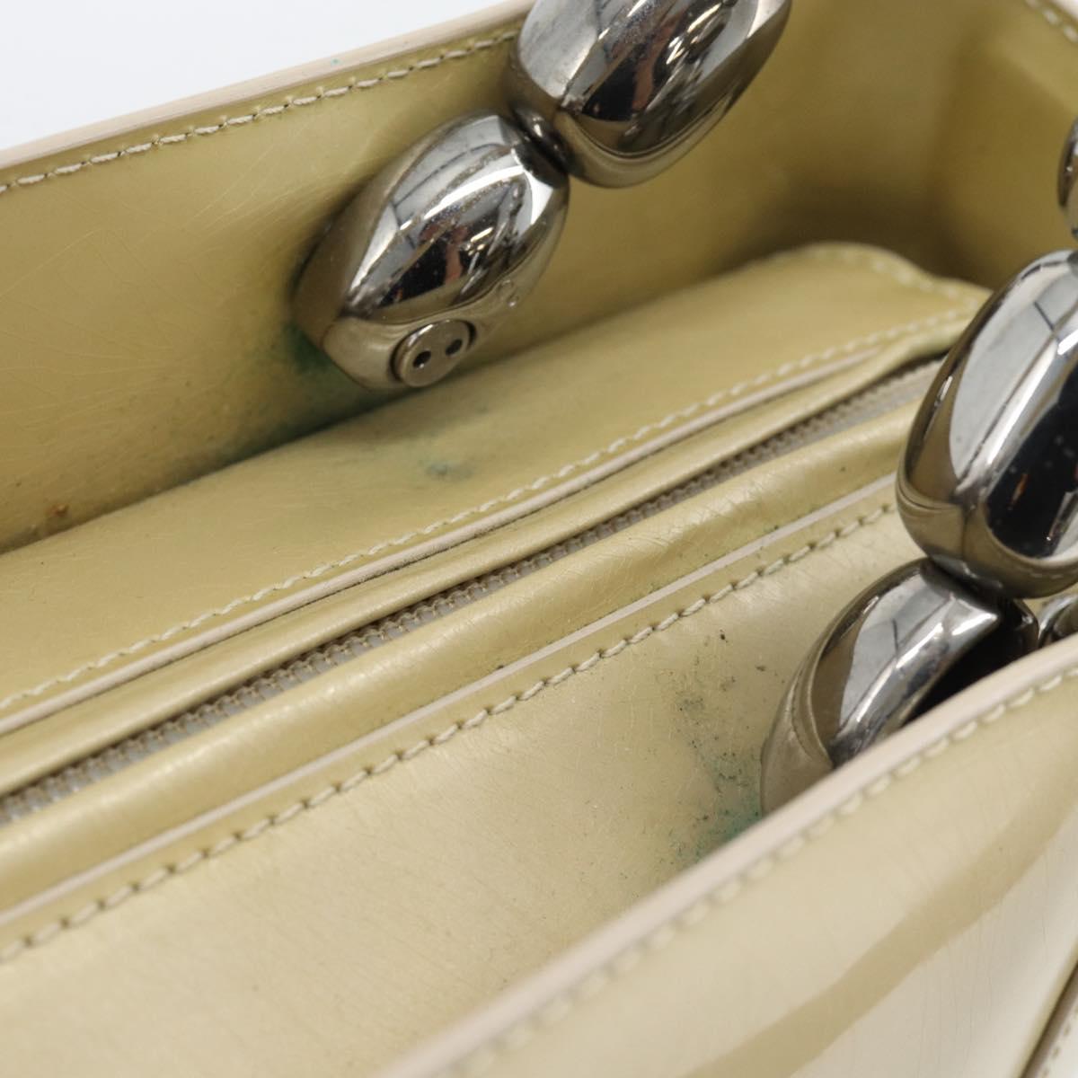 Christian Dior Maris Pearl Tote Bag Patent 2way Champagne Gold Auth 192876A