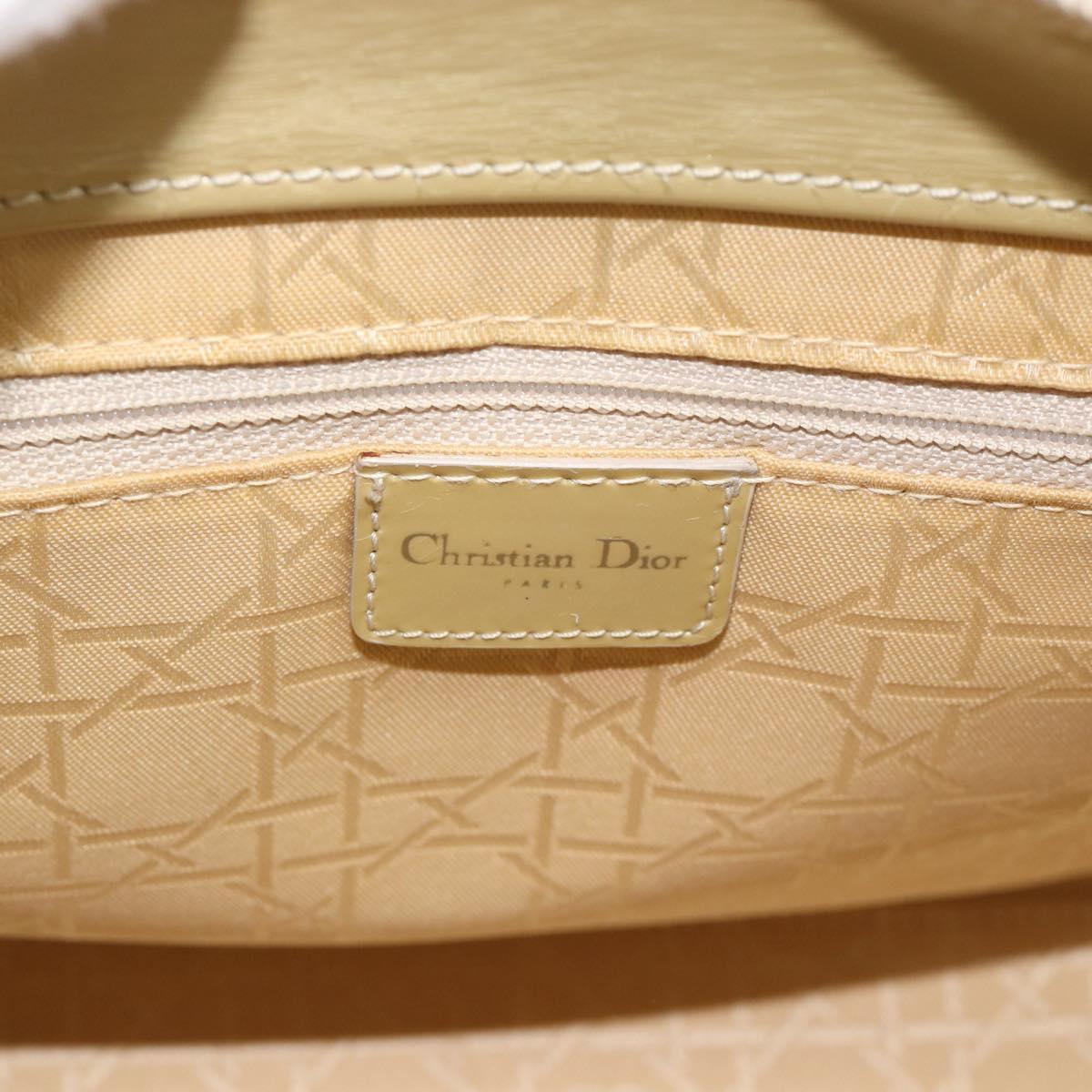 Christian Dior Maris Pearl Tote Bag Patent 2way Champagne Gold Auth 192876A