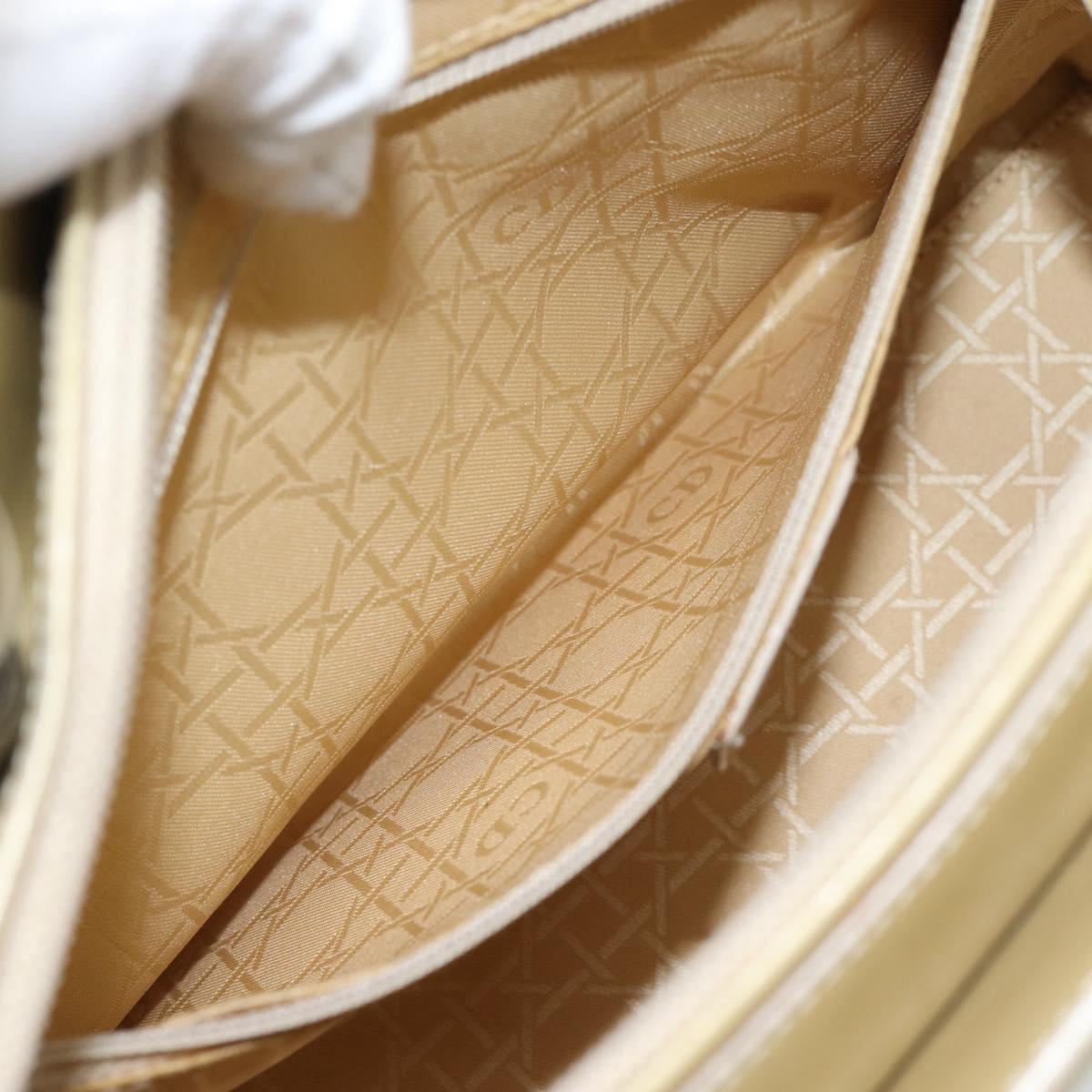 Christian Dior Maris Pearl Tote Bag Patent 2way Champagne Gold Auth 192876A