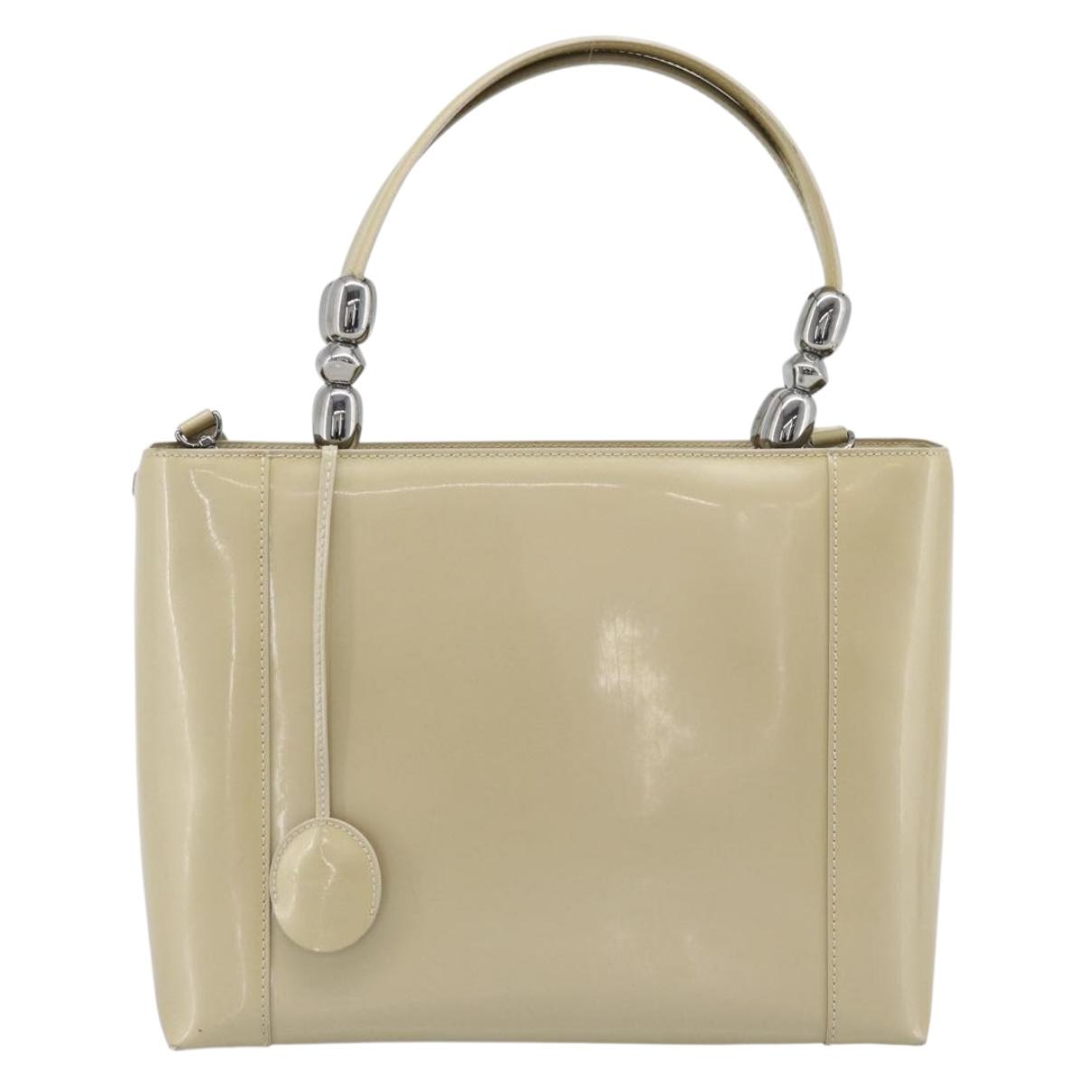 Christian Dior Maris Pearl Tote Bag Patent 2way Champagne Gold Auth 192876A