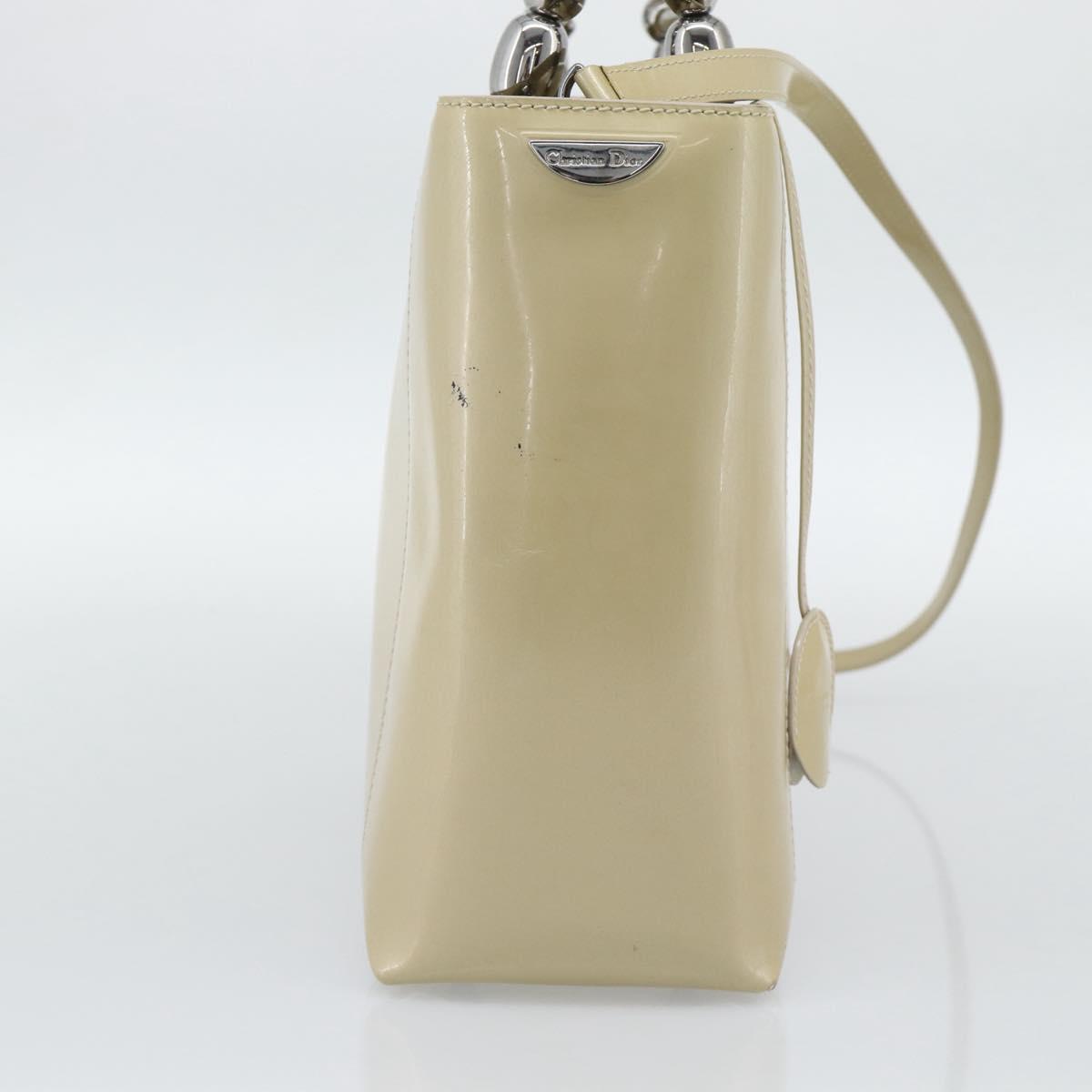 Christian Dior Maris Pearl Tote Bag Patent 2way Champagne Gold Auth 192876A