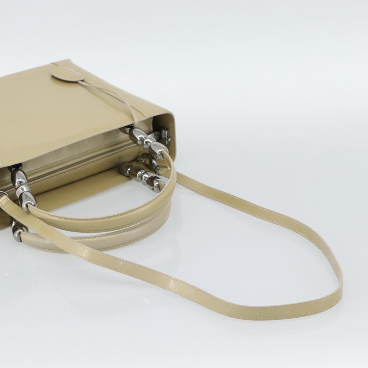 Christian Dior Maris Pearl Tote Bag Patent 2way Champagne Gold Auth 192876A