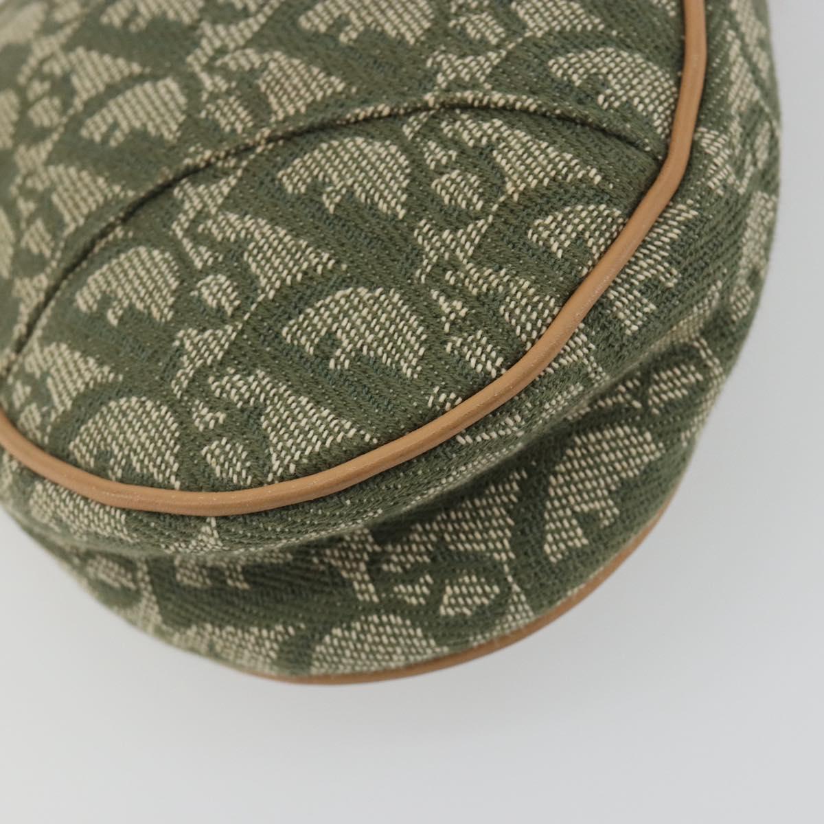 Christian Dior Trotter Canvas Saddle Pouch Khaki Gold Auth 192877V