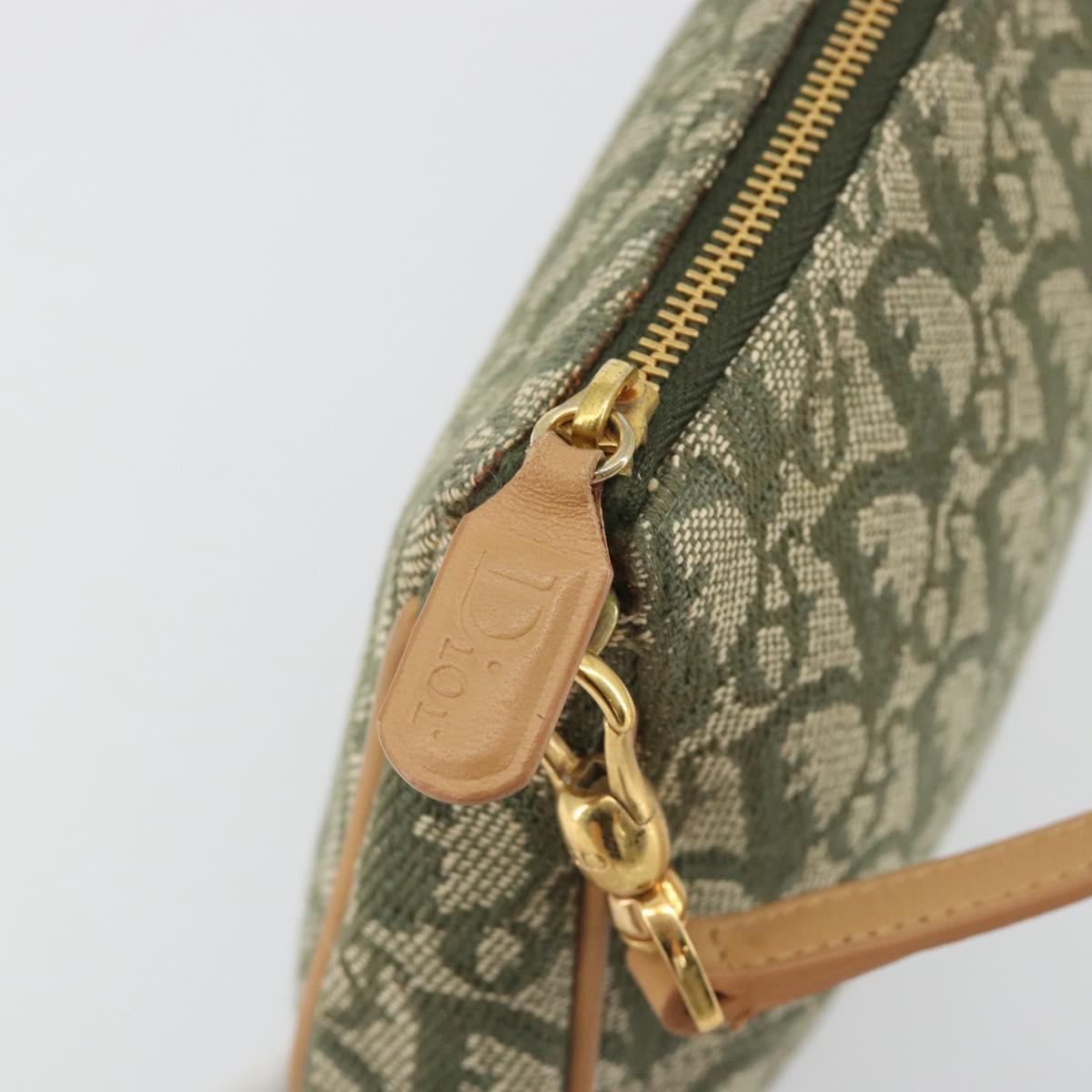 Christian Dior Trotter Canvas Saddle Pouch Khaki Gold Auth 192877V