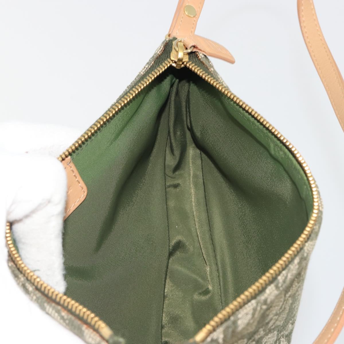 Christian Dior Trotter Canvas Saddle Pouch Khaki Gold Auth 192877V