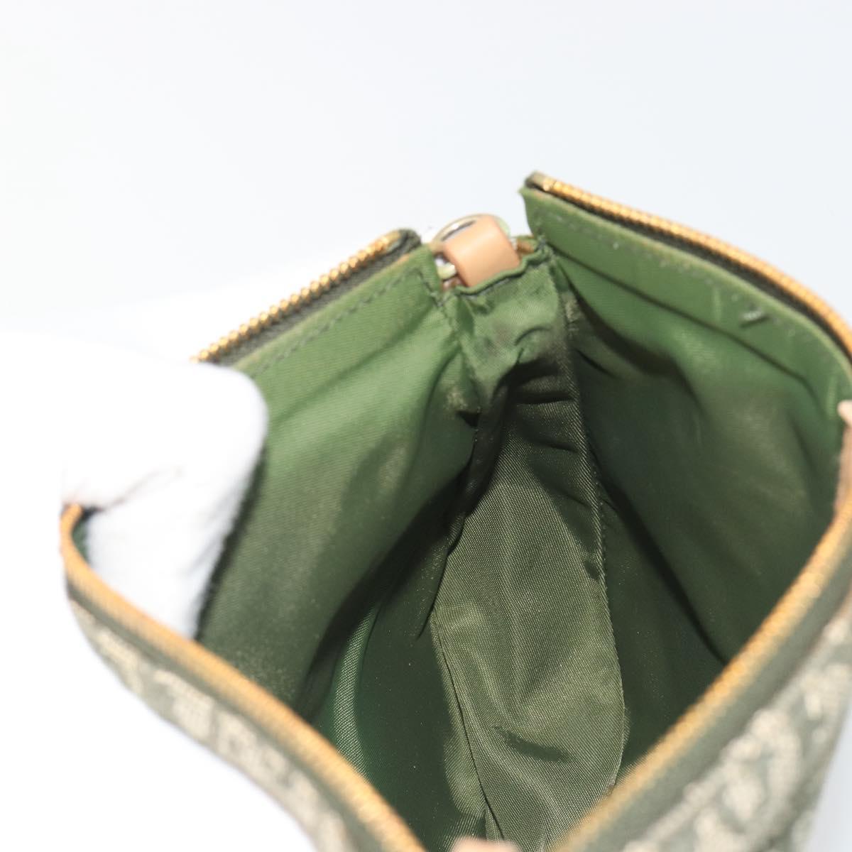Christian Dior Trotter Canvas Saddle Pouch Khaki Gold Auth 192877V