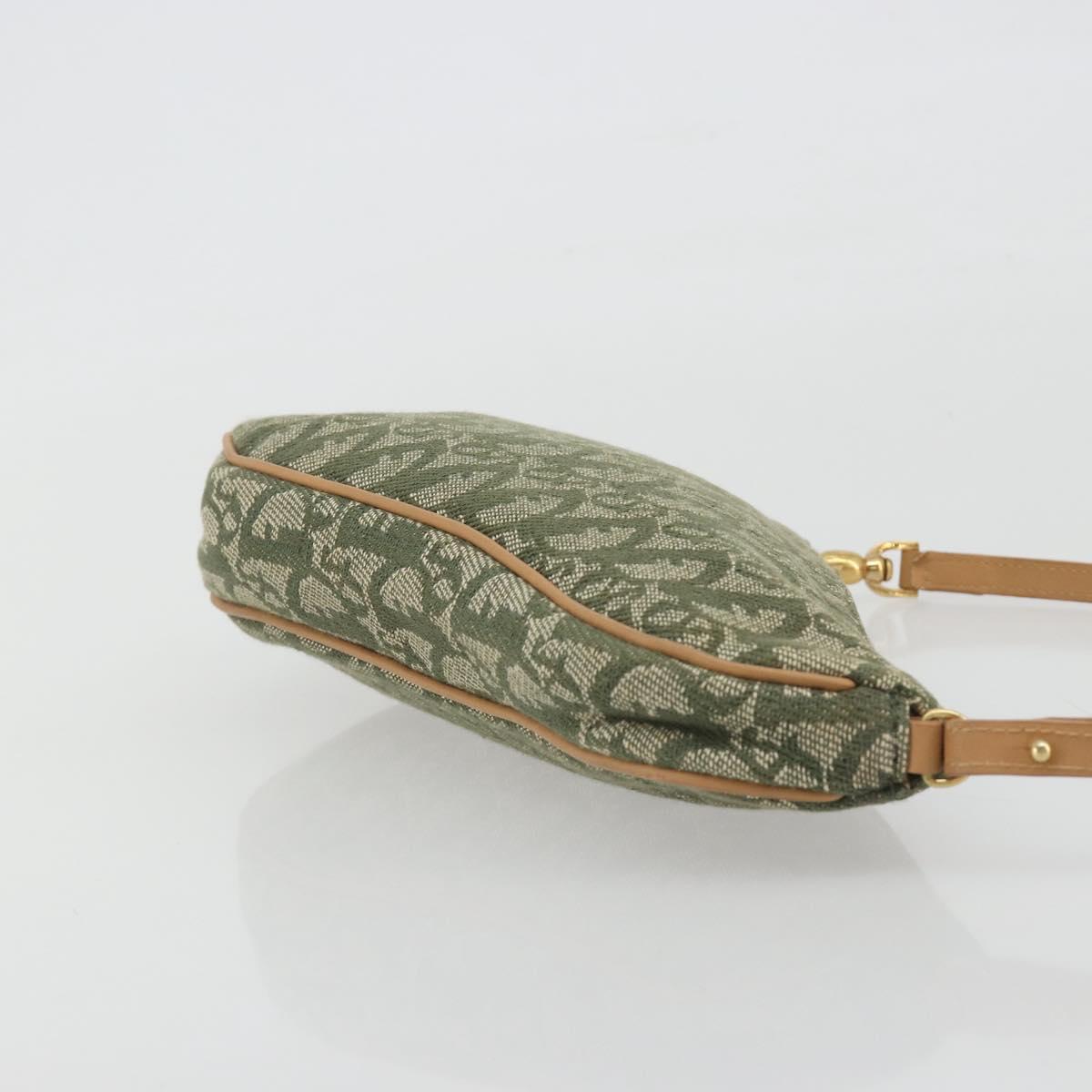 Christian Dior Trotter Canvas Saddle Pouch Khaki Gold Auth 192877V