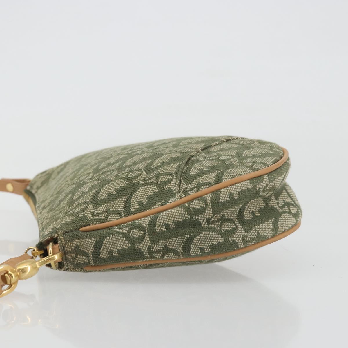 Christian Dior Trotter Canvas Saddle Pouch Khaki Gold Auth 192877V