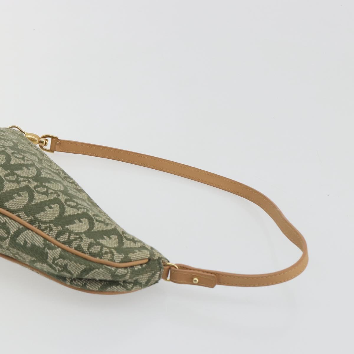Christian Dior Trotter Canvas Saddle Pouch Khaki Gold Auth 192877V