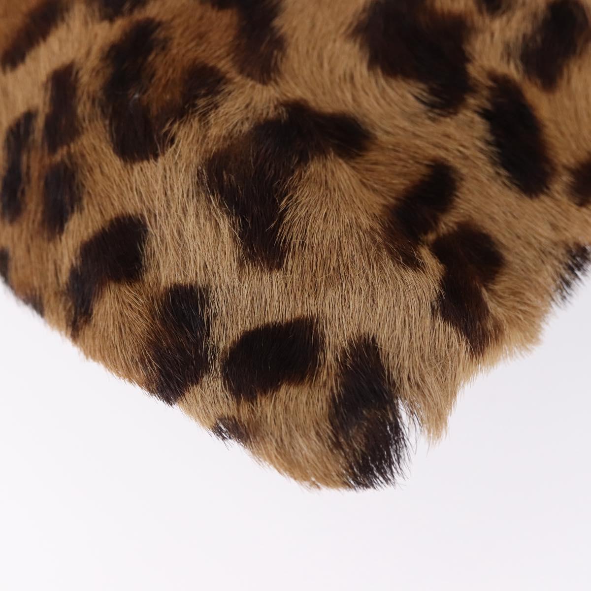 LOEWE Hand Bag Harako leather Black Leopard Auth 192879A