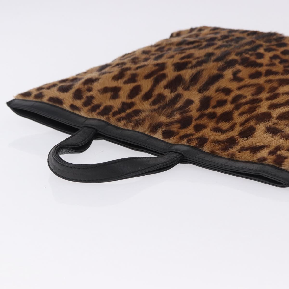LOEWE Hand Bag Harako leather Black Leopard Auth 192879A