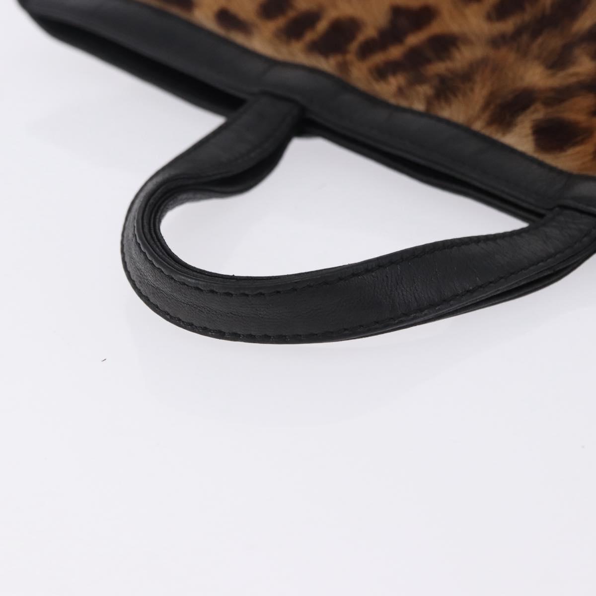 LOEWE Hand Bag Harako leather Black Leopard Auth 192879A