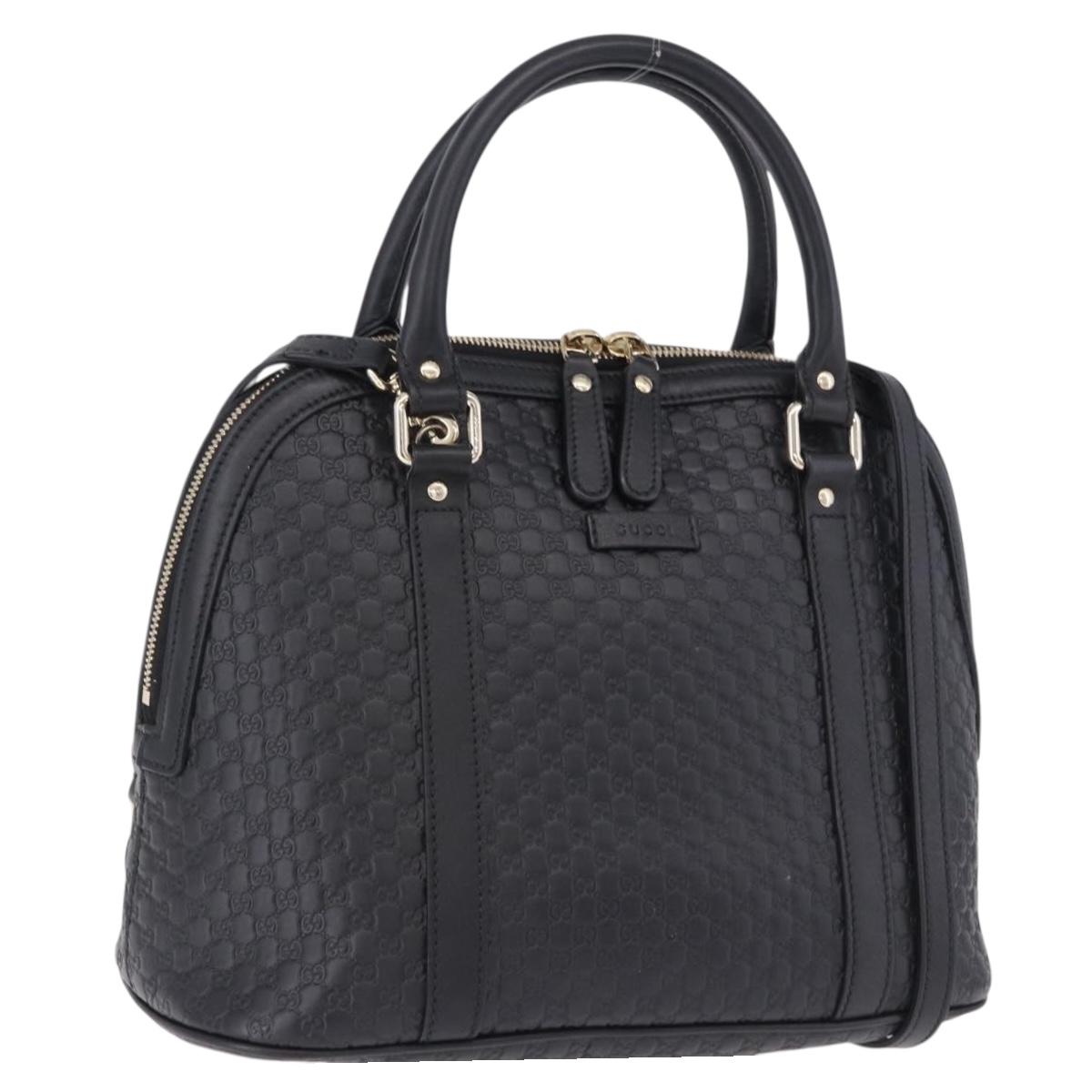 GUCCI Micro GG Canvas Guccissima Bag Leather 2way Outlet Black Auth 192880V