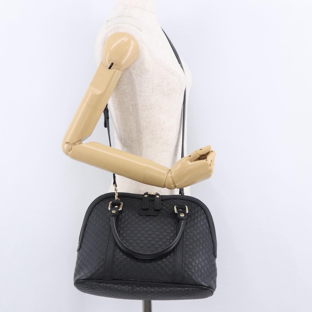 GUCCI Micro GG Canvas Guccissima Bag Leather 2way Outlet Black Auth 192880V