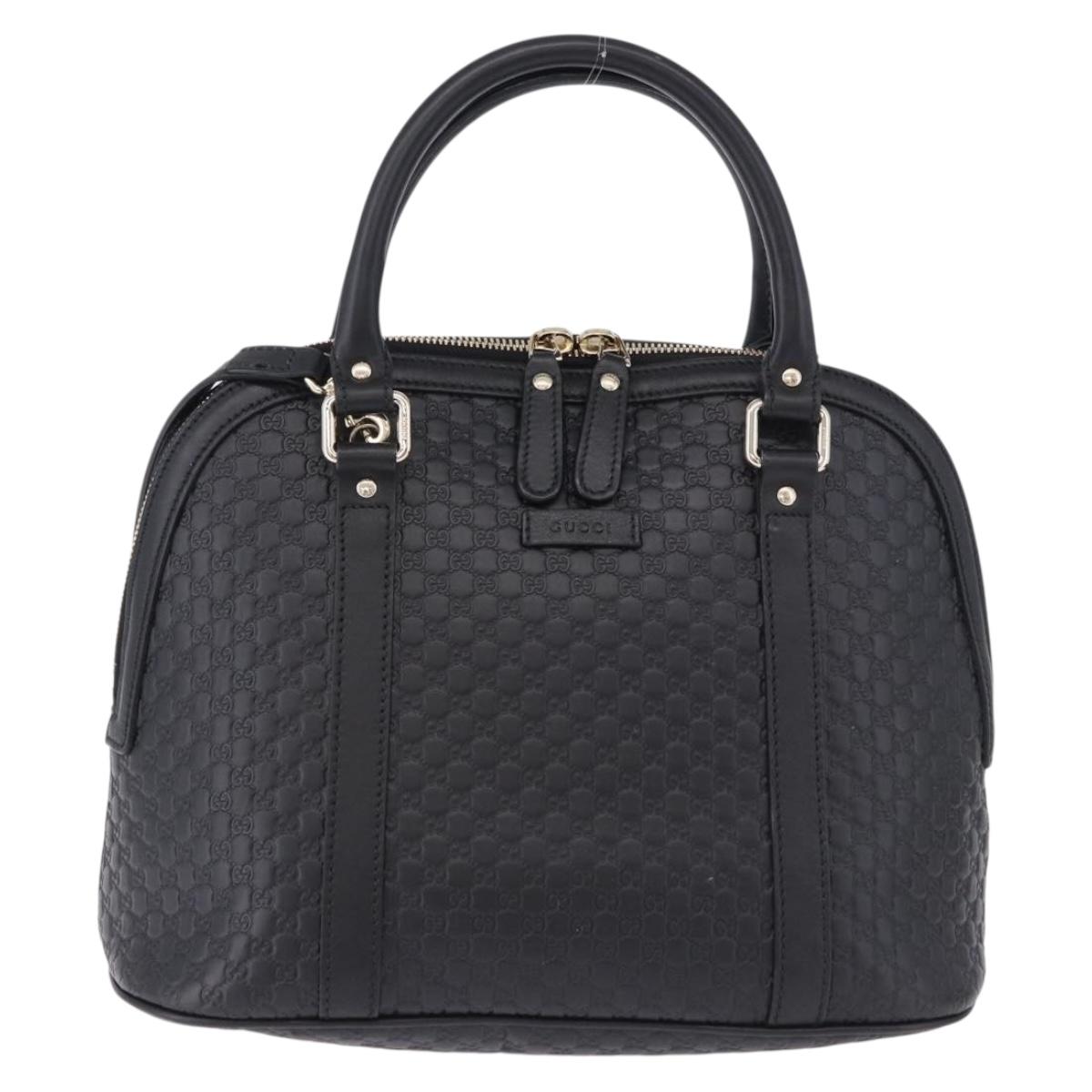 GUCCI Micro GG Canvas Guccissima Bag Leather 2way Outlet Black Auth 192880V