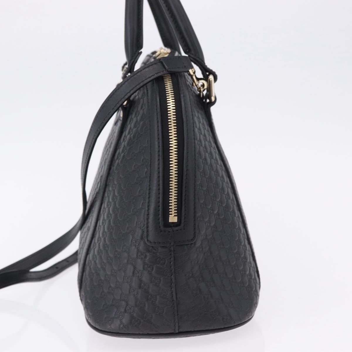 GUCCI Micro GG Canvas Guccissima Bag Leather 2way Outlet Black Auth 192880V