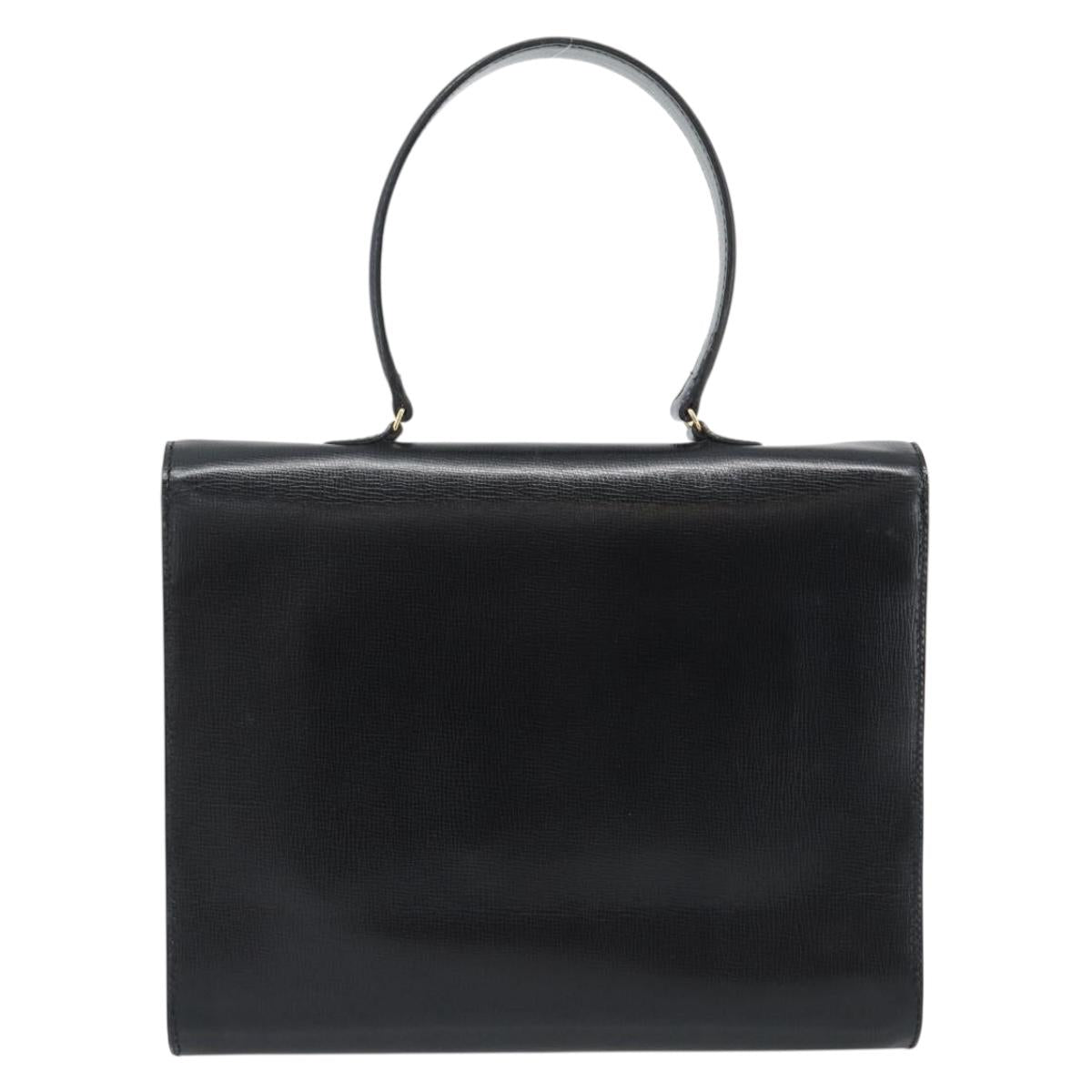 Christian Dior Hand Bag Leather Black Gold Tone Auth 192882