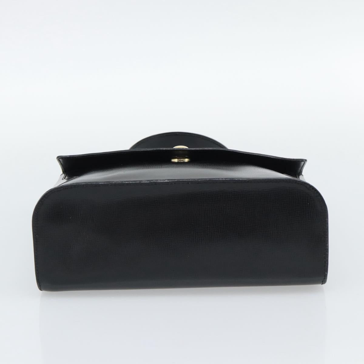 Christian Dior Hand Bag Leather Black Gold Tone Auth 192882