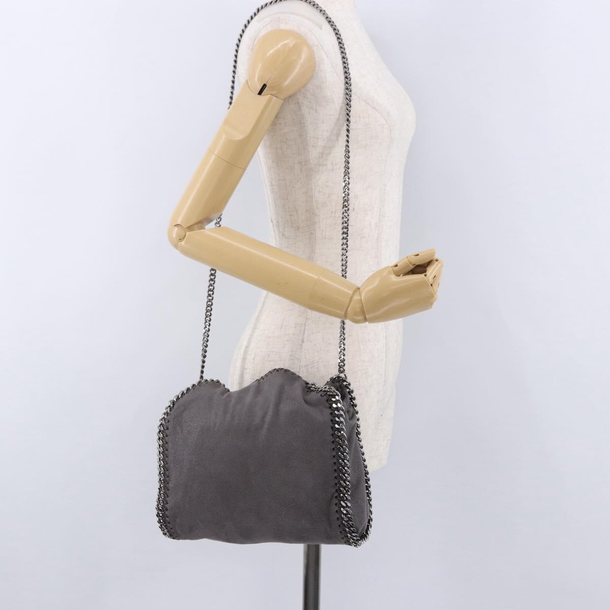 Stella MacCartney Falabella Chain Shoulder Bag Polyester 2way Gray Silver Auth 192883