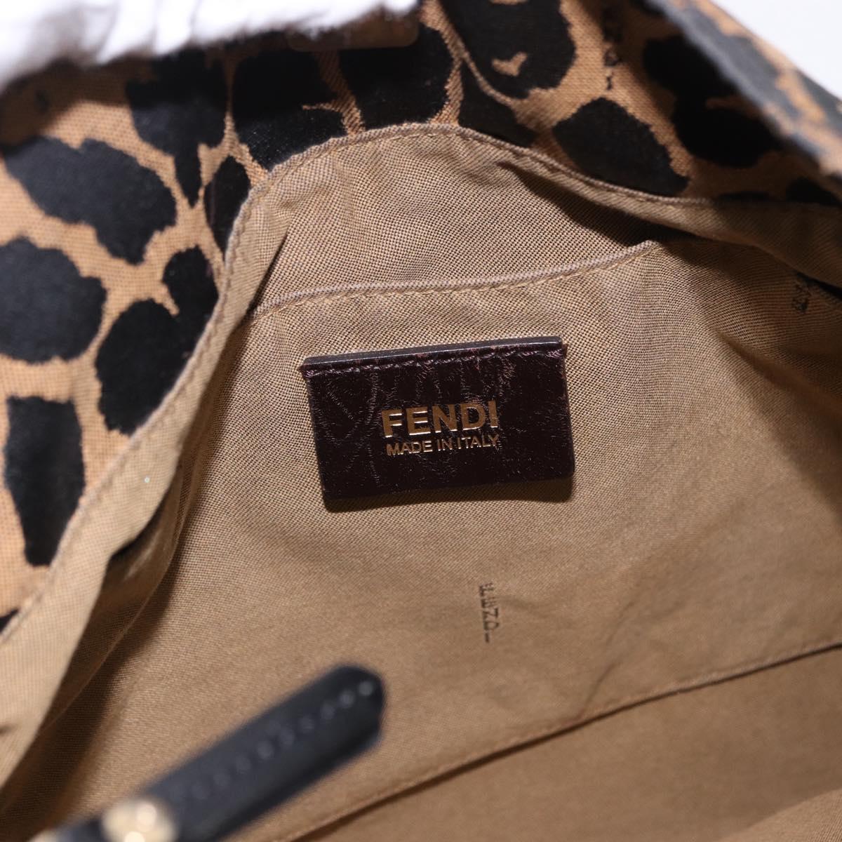 FENDI Tote Bag Canvas Brown Gold Tone Auth 192884