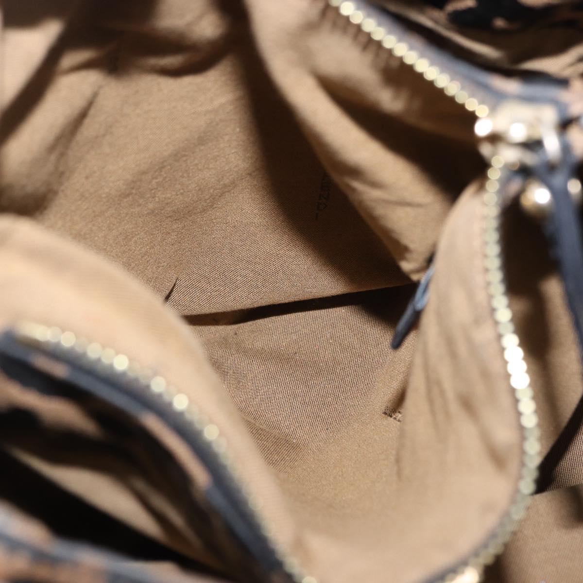 FENDI Tote Bag Canvas Brown Gold Tone Auth 192884