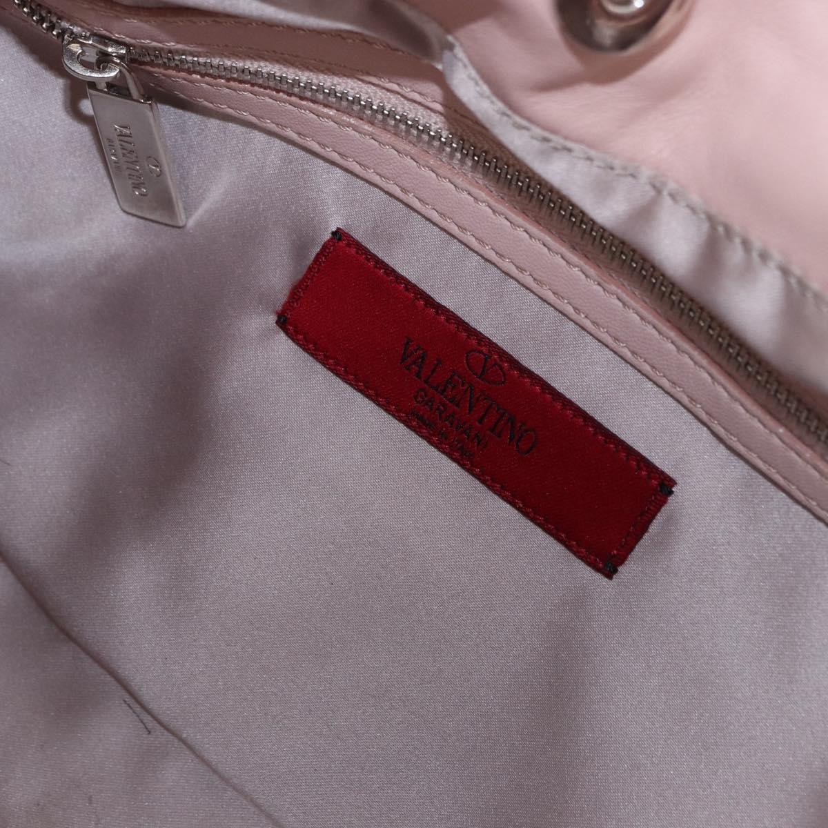 VALENTINO Tote Bag Leather Pink Silver Auth 192885A