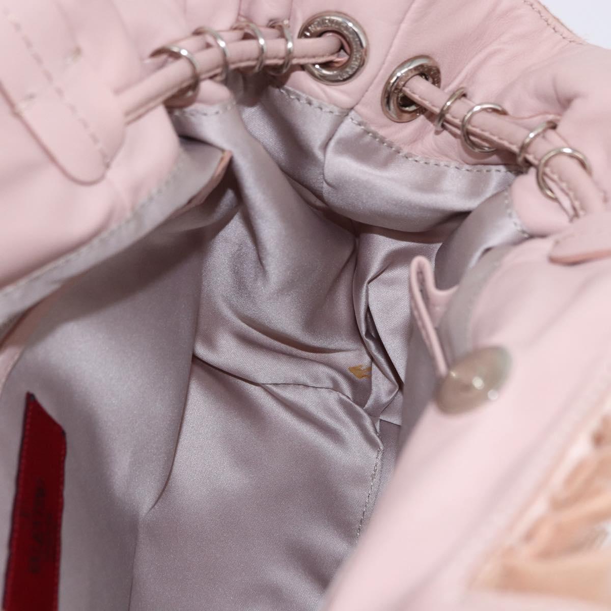 VALENTINO Tote Bag Leather Pink Silver Auth 192885A