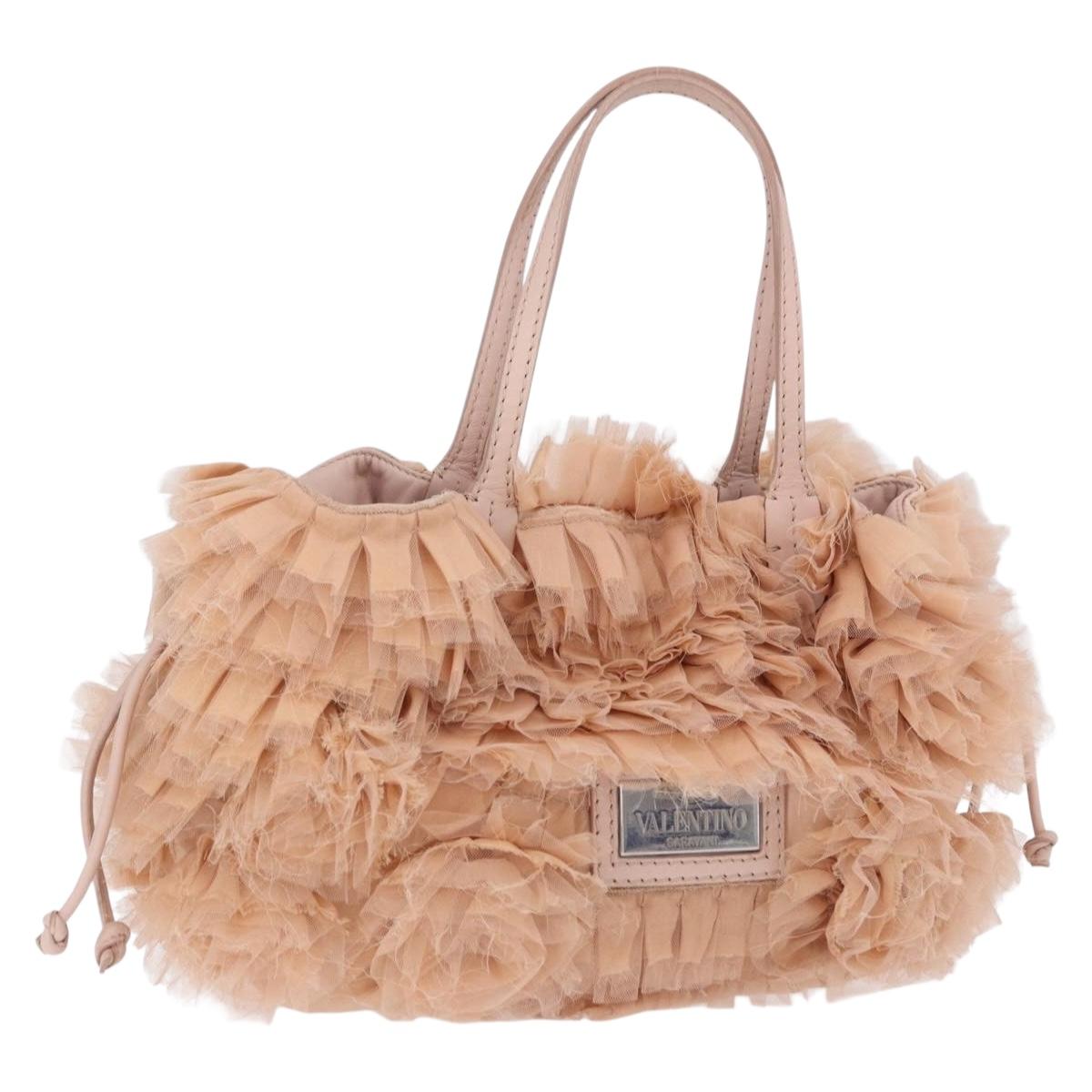 VALENTINO Tote Bag Leather Pink Silver Auth 192885A