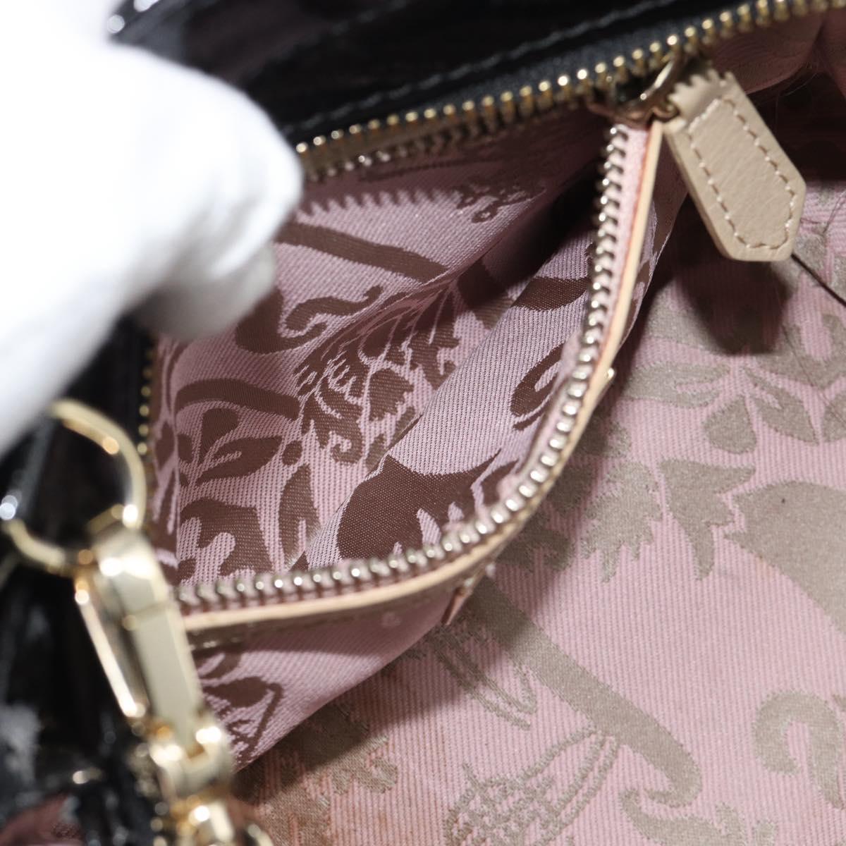 Vivienne Westwood Patent Hand Bag 2way Black Gold Tone Auth 192886A