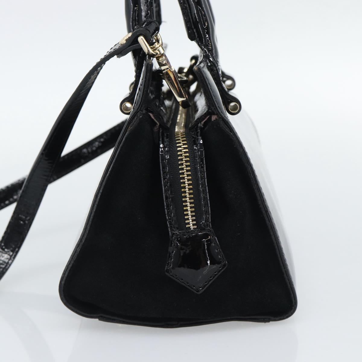 Vivienne Westwood Patent Hand Bag 2way Black Gold Tone Auth 192886A