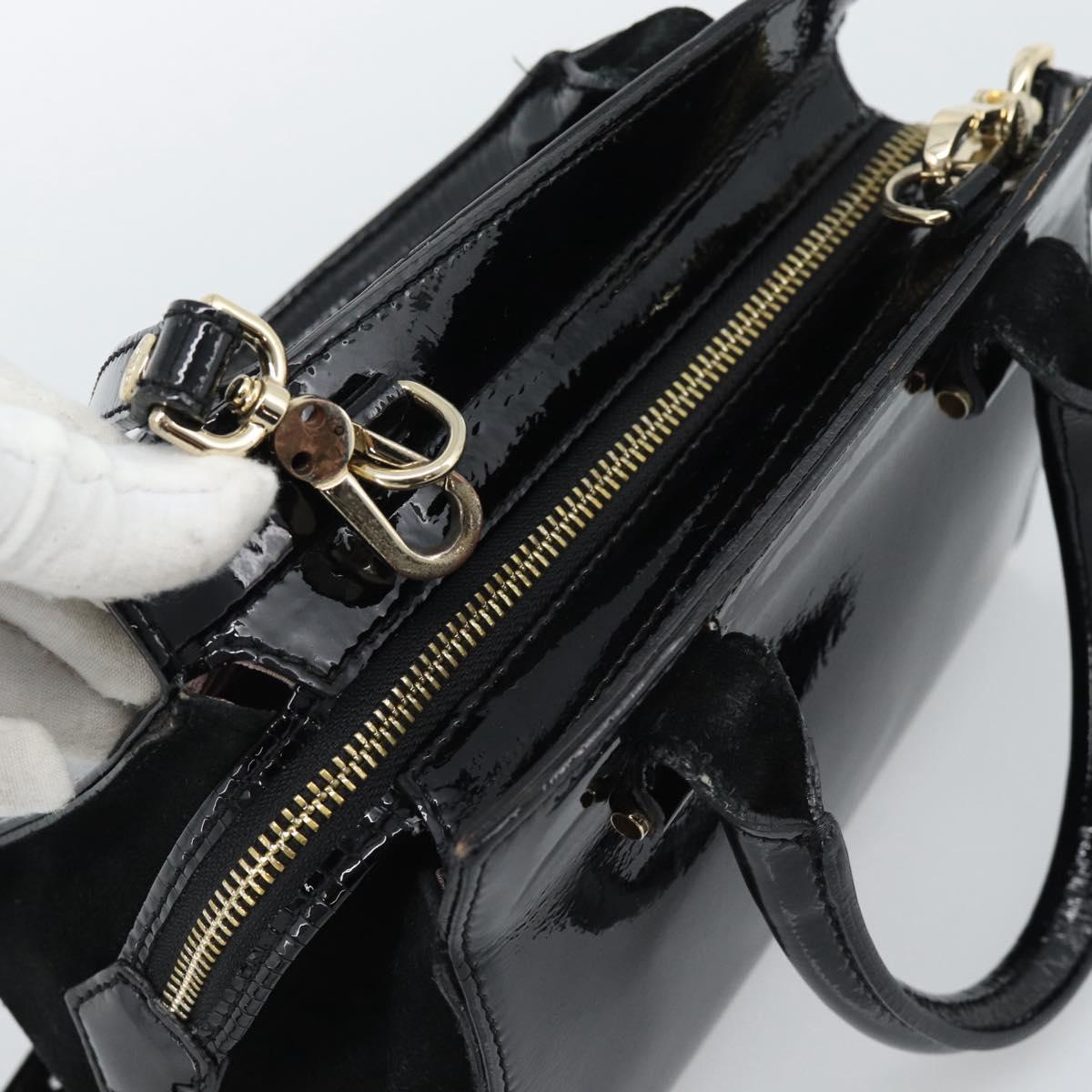 Vivienne Westwood Patent Hand Bag 2way Black Gold Tone Auth 192886A