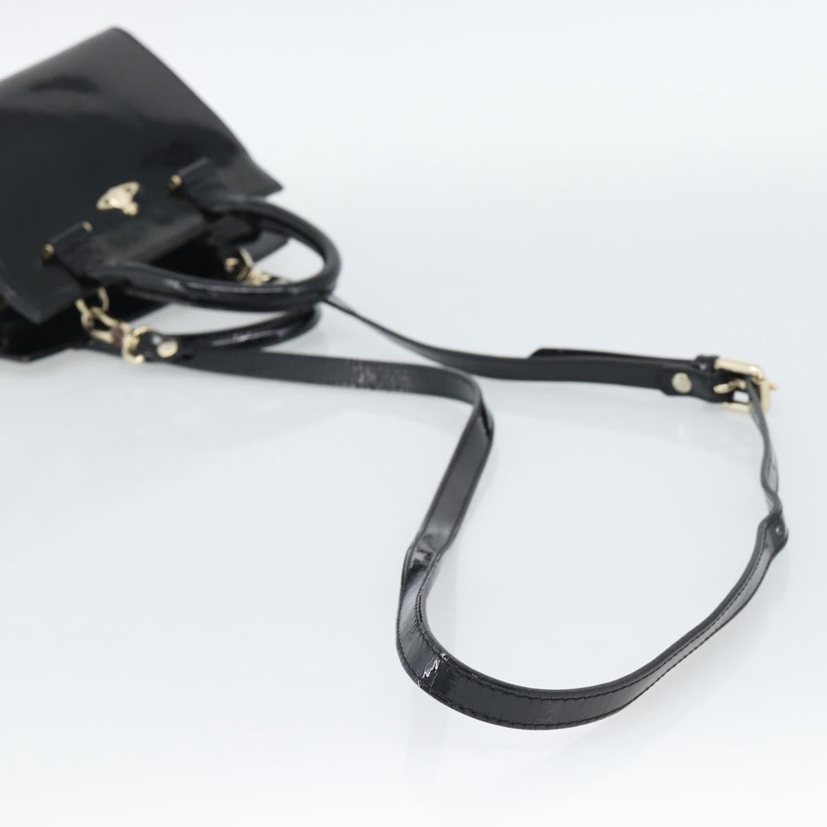 Vivienne Westwood Patent Hand Bag 2way Black Gold Tone Auth 192886A
