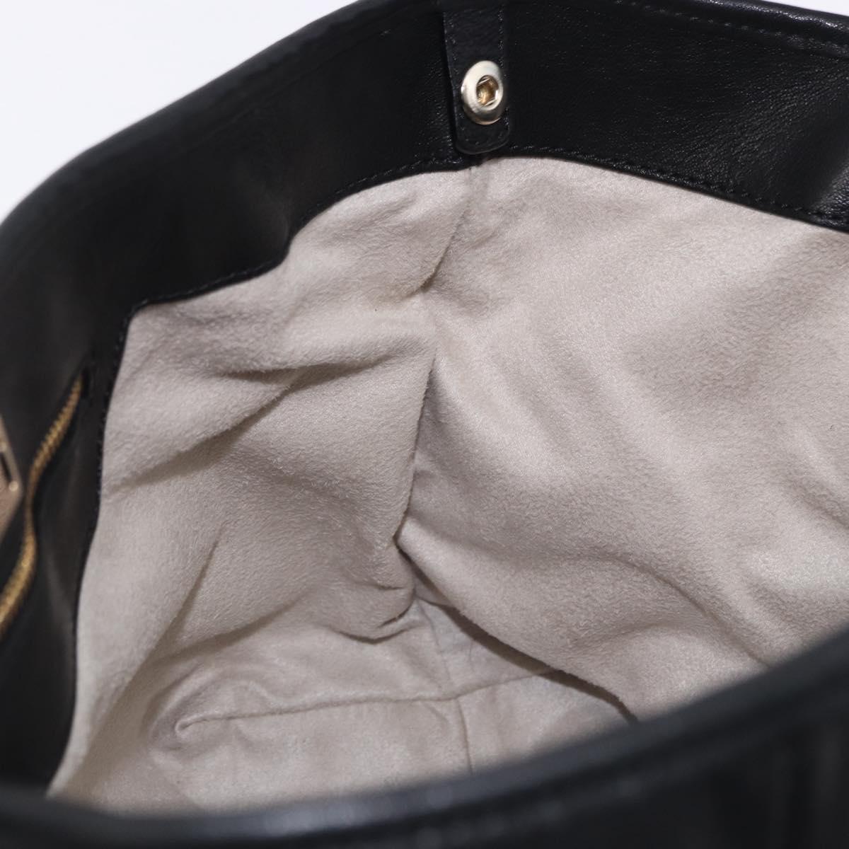 Jimmy Choo Hand Bag Leather Black Gold Tone Auth 192887A