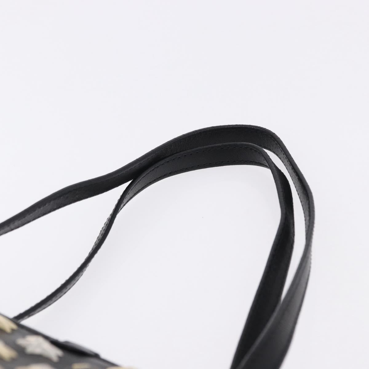 Jimmy Choo Hand Bag Leather Black Gold Tone Auth 192887A