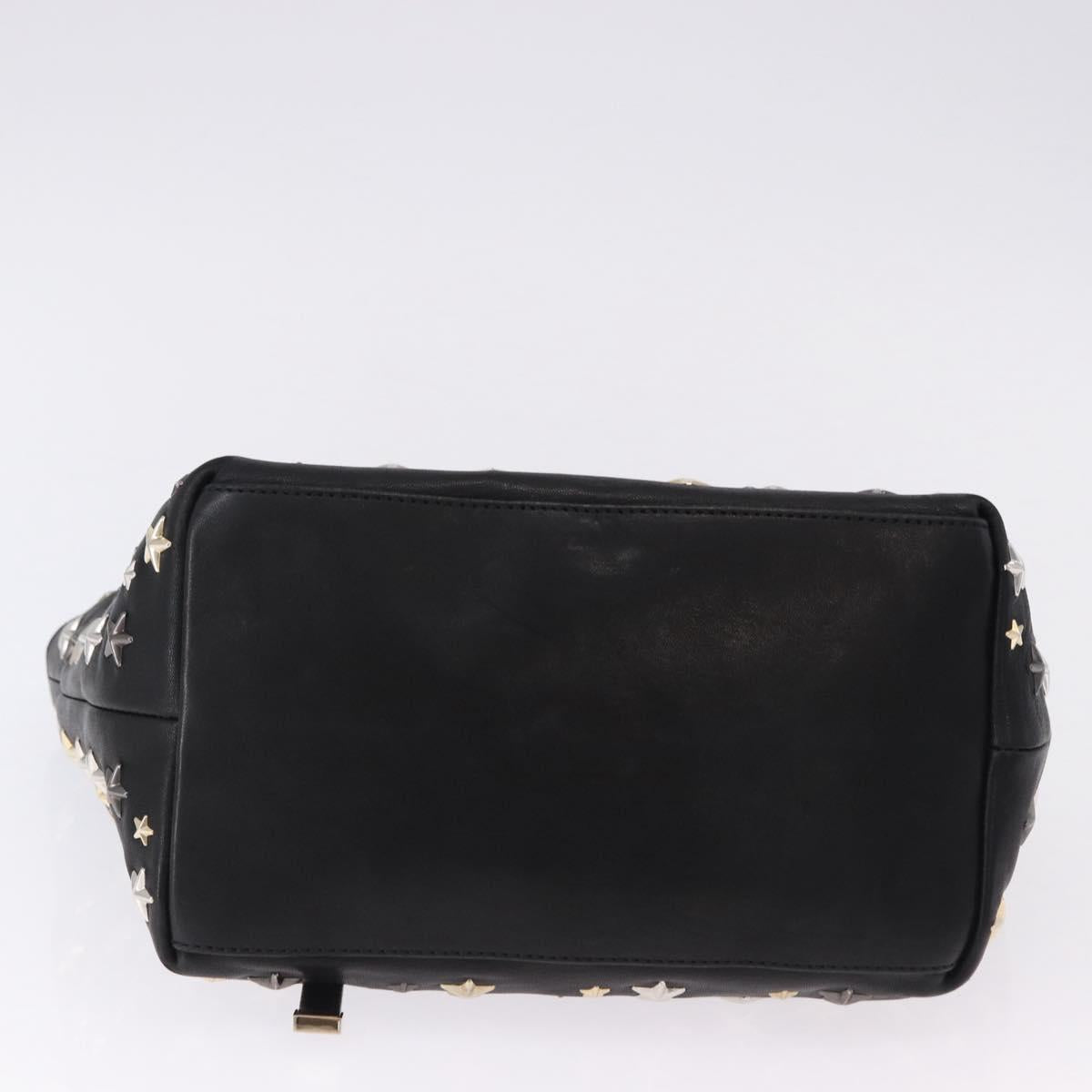 Jimmy Choo Hand Bag Leather Black Gold Tone Auth 192887A
